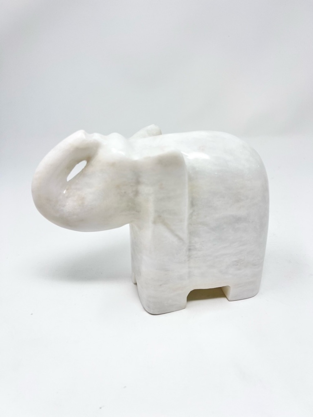 White Solid Marble Elephant Decorative Figurine